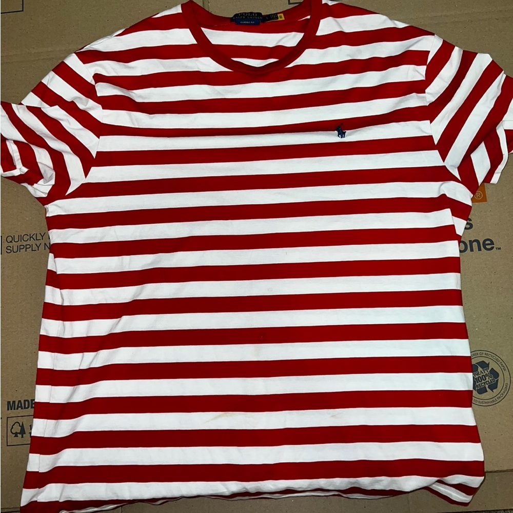 Polo large white and red striped shirt